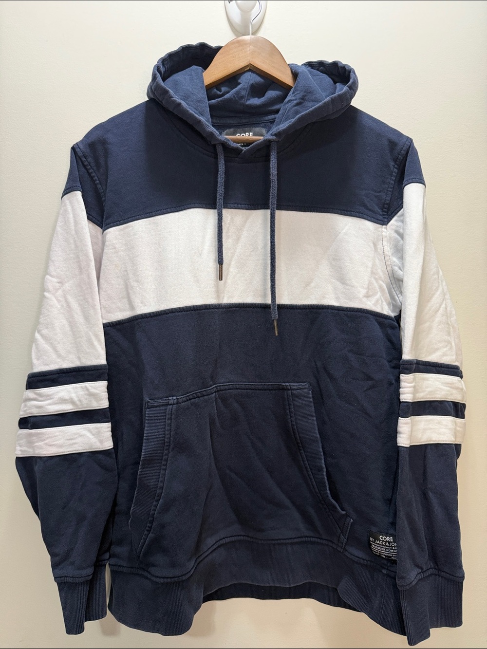 CORE by Jack&Jones Men's Striped Pullover Hoodie Size L 26x23